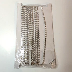 5 & 3/4 Yard Crystal Rhinestone Close Chain Trim w Clear Crystal 2mm Silver Tone - Picture 1 of 4