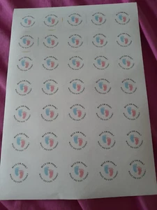 35mm round stickers blue or pink what do you think gender reveal - Picture 1 of 2