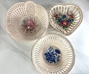 LOT of 3 Made in Hungary Open Weave Baskets Bowls, Floral, 2 Amadeus, 1 heart - Bild 1 von 11