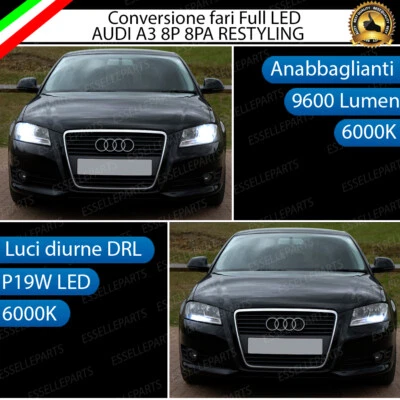 CONVERSIONE FARI FULL LED AUDI A3 8P 8PA SPORTBACK FACELIFT RESTYLING 6000K - Immagine 1 di 3
