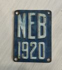 1920 Nebraska License Plate All Original
