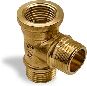 Rohr T-Stück 1/2" Innengewinde x 1/2" Außengewinde X1/2" Außengewinde Verbinder Messing NPT - Bild 1 von 12