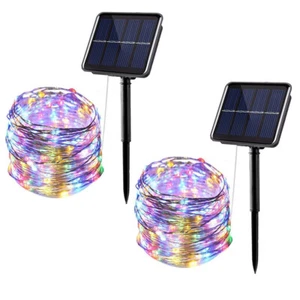 2Pack 100FT solar light string waterproof yard decoration light 300LED RGB - Picture 1 of 7