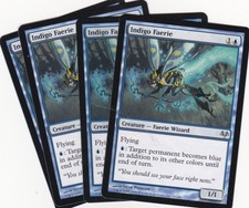 4 x Indigo Faerie uncommon creature from Eventide (MTG)
