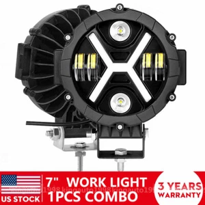 7" inch Round LED Lights Pods Bar Flood Spot DRL Driving Lamps SUV Offroad Truck - Imagen 1 de 10
