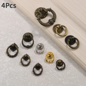 4 piezas Anillo antiguo con mangos de bronce con perillas de cajón con tornillos - Imagen 1 de 24