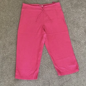 New Look Magenta Pink Cropped Trousers 55% Linen Trousers Size 10 - Picture 1 of 3