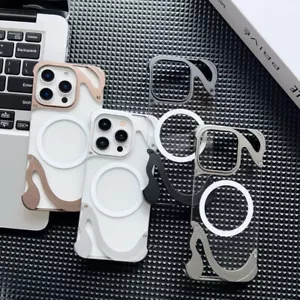 Custodia telefono MagSafe in lega di alluminio per iPhone 16 15 Pro Max magnetica PC back cover - Foto 1 di 16