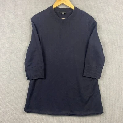 COS Jumper Womens Small Navy Blue Knit Tunic Crew Neck Pure Cotton - Image 1 of 4