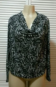 Top Michael Kors, cuello de cortina estampado manga larga, talla P/grande* - Imagen 1 de 5