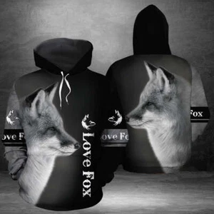 Love 3D Fox Hoodie For Men And Women - Picture 1 of 5