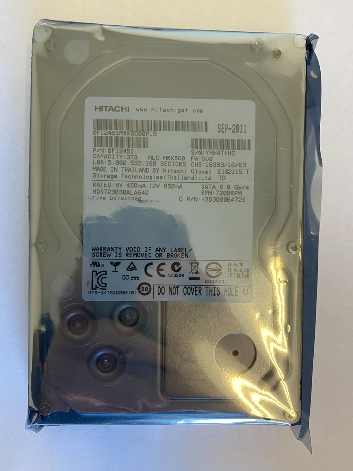 Hitachi 0F12451 HDS723030ALA640 3TB 3.5 7.2K SATA HDD 6.0 GB/S - Image 1 of 1