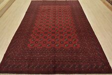 Vintage Bokhara Carpet 8’2” x 10’10” Red Wool Tribal Hand-Knotted Oriental Rug