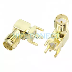 10X Conector hembra SMA ángulo recto orificio pasante montaje PCB versión media conector RF - Imagen 1 de 7