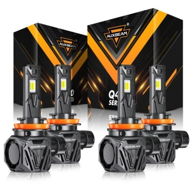 AUXBEAM Canbus H11 H9 LED Headlight High Low Beam White for Chevy Malibu 2004-12 - Image 1 of 4