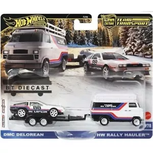 Camión de rally Hot Wheels Team Transport 2025 1/64 DMC Delorean & HW FLF56 957 F - Imagen 1 de 1