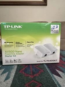 TP-Link AV500 Nano Powerline Adapter Starter Kit TL-PA4010KIT White New - Picture 1 of 8