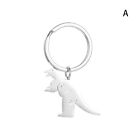 Cute Dinosaur Keychain Stainless Steel Animal Keychain For Women Men Silver