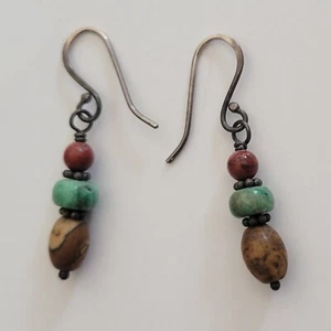 Earthy Bohemian Vintage Dangle Drop Earrings - Picture 1 of 2