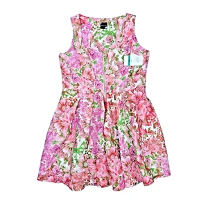 Maison Tara Women's 14 Ivory Primrose Floral Sundress Scoop Neck Pleated Pockets - Picture 1 of 15