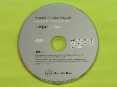 DVD NAVIGATION MERCEDES BENZ AUDIO 50 APS SCHWEIZ FRANCE 2014 A B E M R NTG 2.5 - Bild 1 von 2