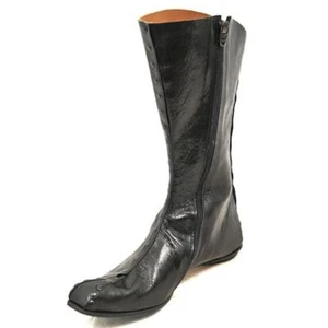Botas de Taladro CYDWOQ Cuero Negro Media Pantorrilla Planas Tachonadas Talla 36.5 / 6.5 Para Mujer - Imagen 1 de 12