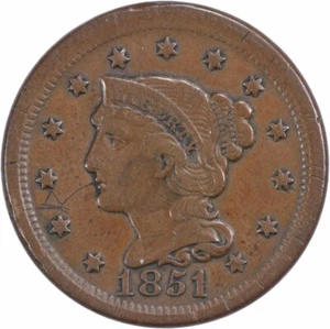 1851/81 Large Cent F Uncertified #214 - Picture 1 of 2