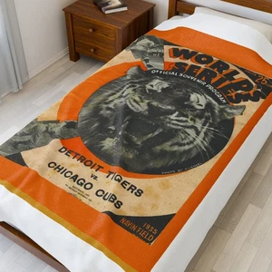 World Series 1935 Chicago Cubs Vs Detroit Tigers Plush Soft Blanket Luxurious   - Picture 1 of 13