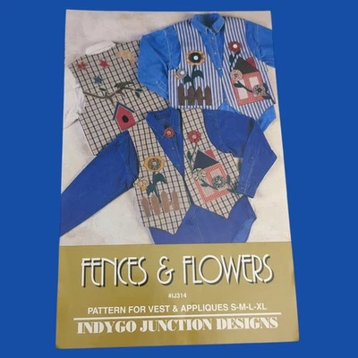 Chaleco y apliques Indygo Junction "Cercas y flores" patrón de costura #IJ314 S-XL Foto 1 de 3