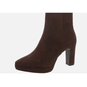 Anne Klein Jailene Women's Block Heel Dress Bootie Dk Brown Faux Suede Sz 10.5m - Picture 1 of 9