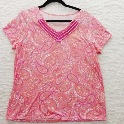Camiseta Talla M Rosa Caliente Coral Cachemira Salir Top Whimsycore Informal Chic Y2K Foto 1 de 4