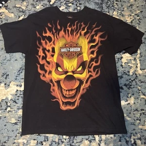 Harley Davidson de Las Vegas, payaso y fuego, negra, llamas L - Imagen 1 de 12