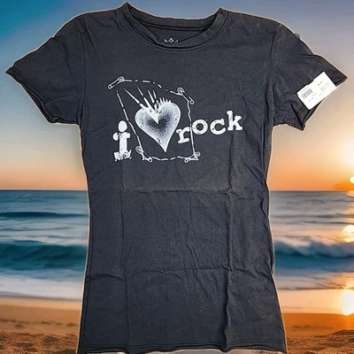 Sugar & Rox I Love Rock Black Graphic T-shirt Girls Small - Image 1 of 2