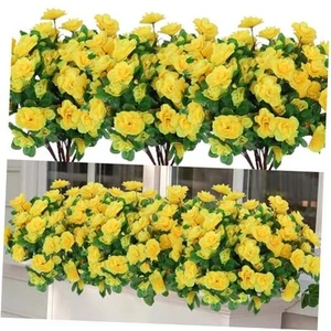 6 Bundles Artificial Outdoor Outside Flowers Plants Fake Silk Camellia - Picture 1 of 8