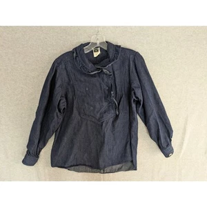 Jag Australia Denim Jeans Hemd Damen Medium Asymmetrisch Rüschen Popover Blau - Bild 1 von 13