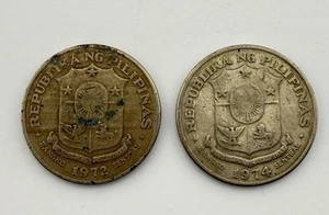 Phillippines Lot Of 2 Dr Jose Rizal 1 Piso Coins 1972 And 74 - Picture 1 of 6