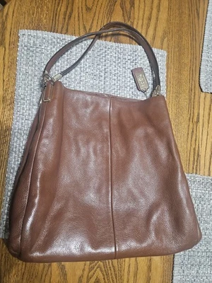 Bolso de Hombro Coach Edie Cuero Guijarro Marrón Foto 1 de 4