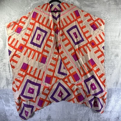 Michael Stars Convertible Bufanda Chal Sarong Estampado Geométrico Tostado Púrpura Naranja Foto 1 de 4