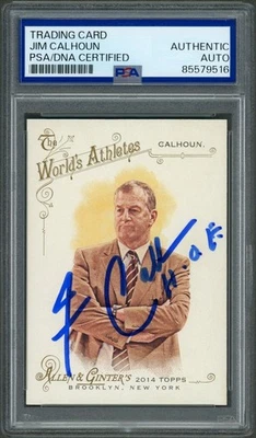 Jim Calhoun SIGNED 2014 Topps Allen & Ginter #259 Uconn HOF Auto PSA DNA Card - Image 1 of 2