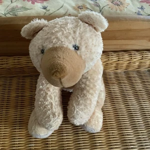 MOTHERCARE VINTAGE LIEGENDER TEDDYBÄR BETTDECKE WEICH SCHLAPPMÜTZE 14" GRÜNES ETIKETT - Bild 1 von 13