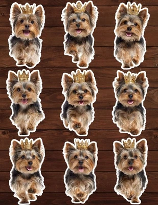Yorkshire Terrier in Crown Vinyl Stickers Scrapbooking Laptop Waterbottle - Image 1 of 2