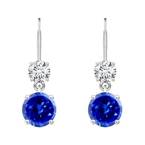 Pendientes para mujer de tanzanita azul 100 % natural forma redonda de 4,07 quilates en plata 925 - Imagen 1 de 5