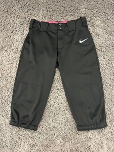 Nike Softball Pants Girls Youth Large Black Zip Fly Pockets Stretch Knickers - Picture 1 of 8