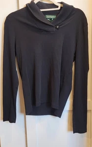 LRL Ralph Lauren Damen Sweatshirt Schwarz Langarm Schalkragen Knopf Baumwolle M - Bild 1 von 7