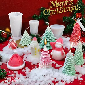 Christmas Tree Resin Silicone Mold Casting Supplies Craft DIY Candle Soap Mould - Picture 1 of 39