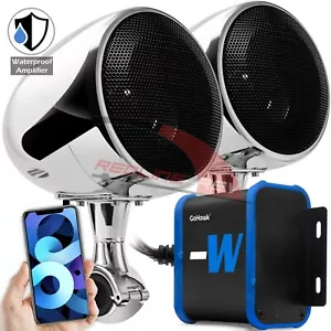 Bluetooth Waterproof Amplifier Motorcycle Stereo Speaker System Harley USB Radio - Picture 1 of 10