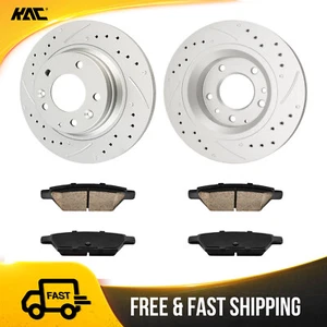 Rear Drilled & Slotted Rotors and Ceramic Pads Kit for MKZ Mazda 6 Ford Fusion - Picture 1 of 14