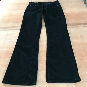 7 for All Mankind Flare Jeans Women 27 Black Low Rise Corduroy Hippie Preppy - Picture 1 of 13