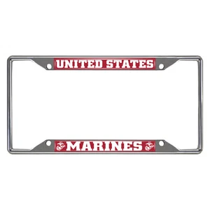 Brand New U.S. Marines Chrome Metal Military License Plate Frame - Picture 1 of 2