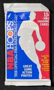 1989 NBA HOOPS PACK - HAKEEM OLAJUWON TOP + ISIAH THOMAS ALL STAR BACK - Picture 1 of 2